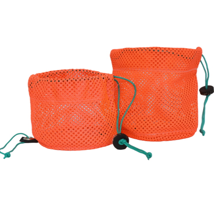 Bait Saver Bag Round 6" * 6.5" String with Rubber Stopper and Grommet Black
